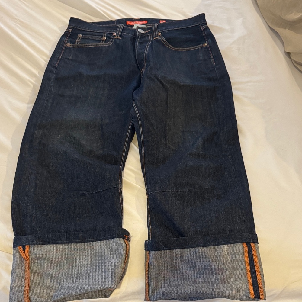 Ed Hardy Dark Blue Jeans with Orange Details